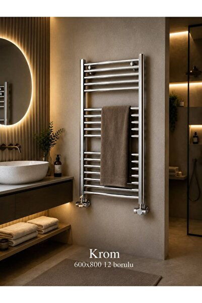 DG THERM Krom Havlupan 600x800 mm 12 Borulu Krom Renk Banyo Havlupanı