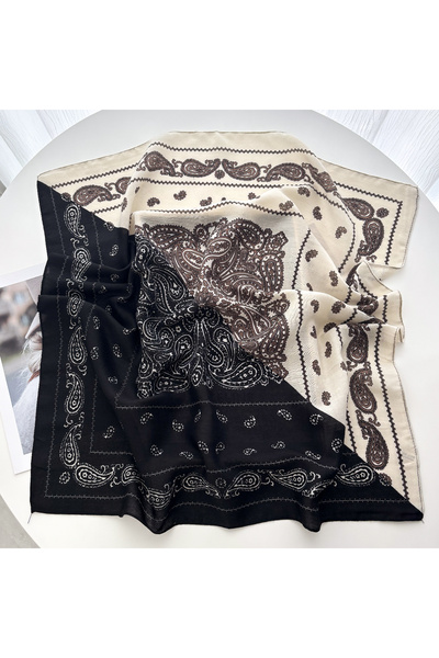 Choice MM1017-4-1 وشاح مربع فاخر 70*70 سم للنساء بطبعة بيزلي، شال أنيق، منديل...