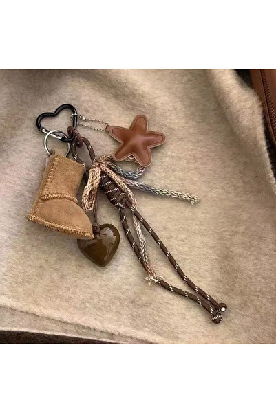 Choice4 brown Snow Boot Pendant Cute Braided Rope Bag Pendant Keychain Christ...