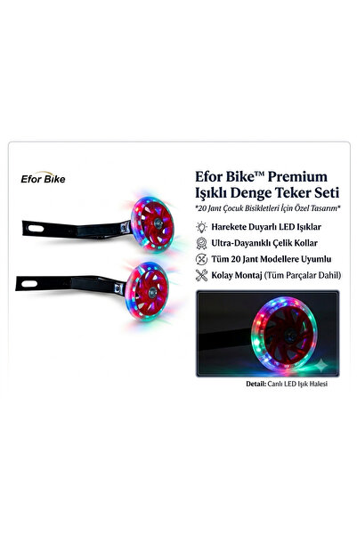 efor bike 20 Jant Bisiklet Denge Tekeri - Işıklı / LED'li - Dayanıklı Yan Des...