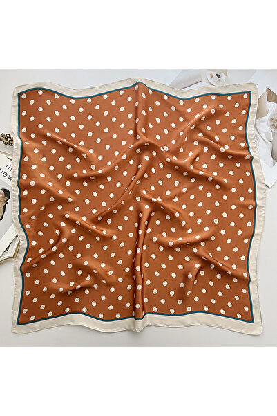 Choice3 وشاح نسائي فاخر وأنيق بنقشة البولكا دوت من FJ-Polka-Brown، مقاس 70*70...