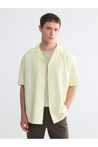 LC Waikiki LCW Vision Sarı Regular Fit Resort Yaka Dokulu Erkek Gömlek