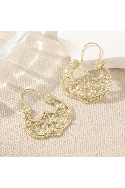 Choice T1166-1 Vintage Court Style Carving Flower Dangle Earrings Woman Geome...