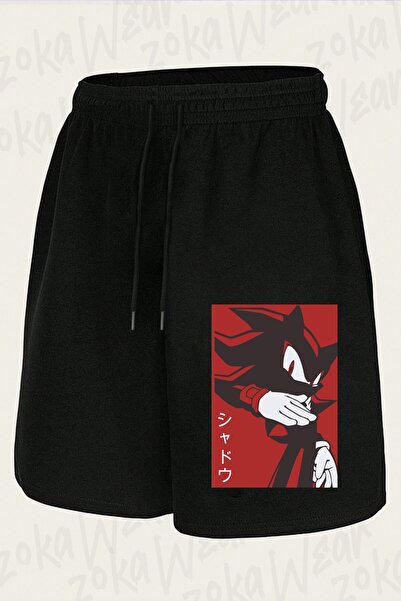 ZOKAWEAR Unisex Black Shadow Hedgehog Manga Style Design Printed Shorts