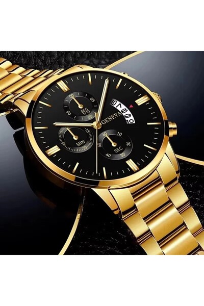 Choice4 Gold Black Luxury Men Business Watches Fashion Calendar Quartz Watch ...
