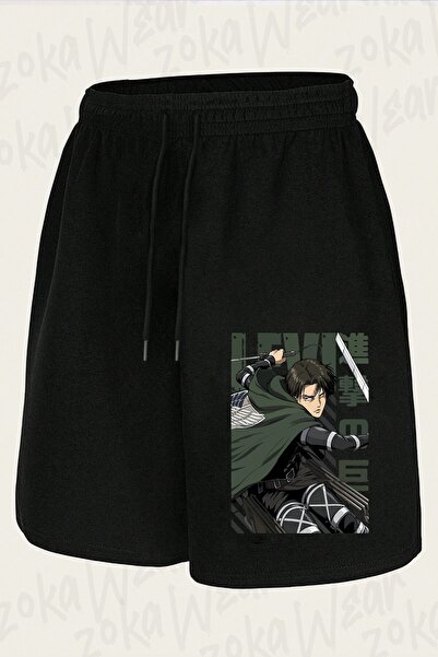 ZOKAWEAR شورت مطبوع بتصميم الرسوم المتحركة AOTn Levi Ackerman للجنسين