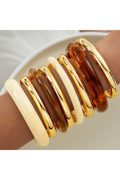 Choice1 AYA 8Pcs 8 Pcs Vintage Gold Color Resin Bangle Set For Women Fashion ...