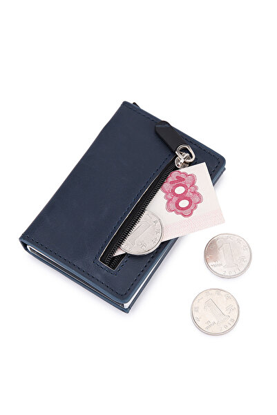 Choice3 blue DIENQI Anti Rfid id Card Holder Case Men Leather Metal Wallet Ma...