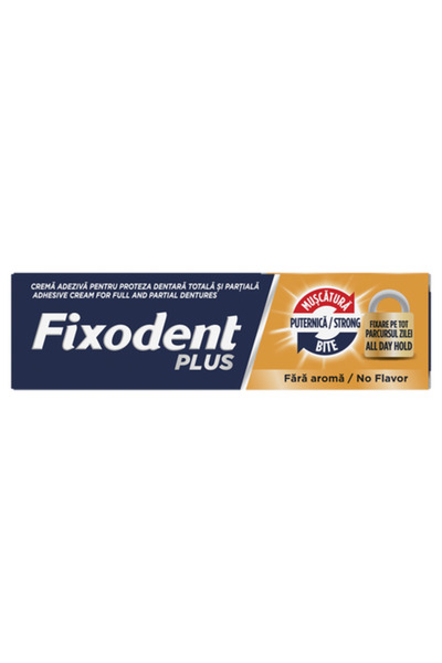 Fixodent Cremă pentru fixare puternică și aderență, fără parfum, Plus, 40 g