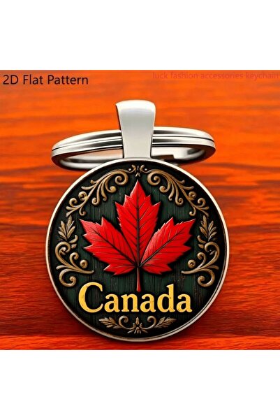 Choice 1pc Canadian Maple Leaf Keychain - Zinc Alloy with Red Maple Leaf & CA...