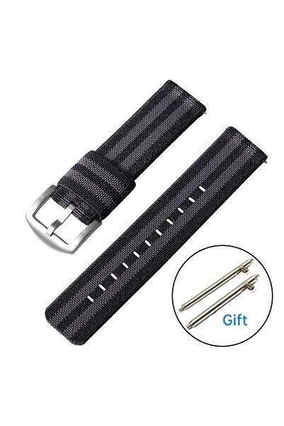 Choice67 20mm Silver Buckle BlackGrey Universal Nylon Watch Band Men Women Sp...