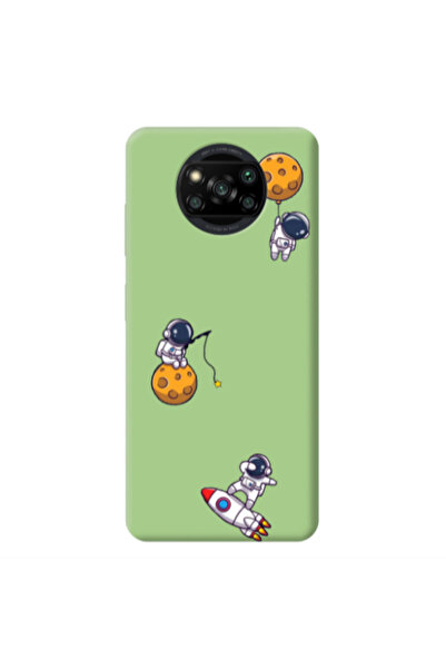 Other Xiaomi Poco X3 /X3 Pro Cute astronauts Light Green Colored Silicone TPU...
