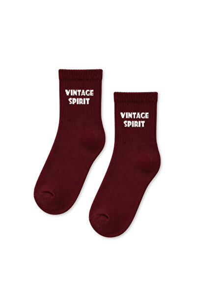 CARNAVAL SOCKS جوارب قصيرة نصفية باللون الأحمر الداكن مطبوع عليها Vintage Spirit