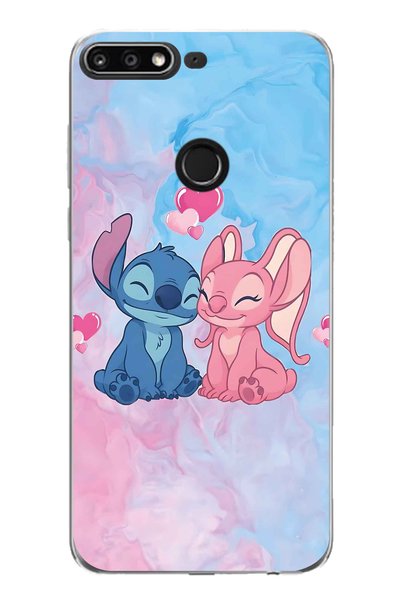 FLAMENKO Huawei Y7 2018 Compatible Stitch Angel Patterned Transparent Phone Case
