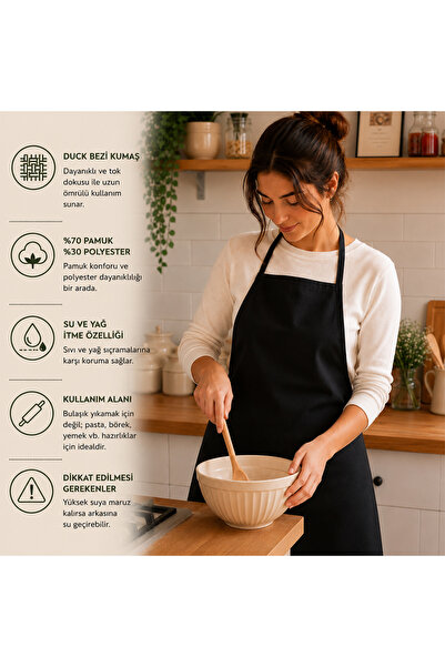 liefhome Water and Oil Repellent Duck Cloth Kitchen Apron |   70% Cotton 30% ...
