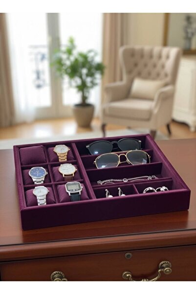 İmpala Kutu Glasses, Watch, Bracelet, Ring, Jewelry Box, Suede Fabric Covered...