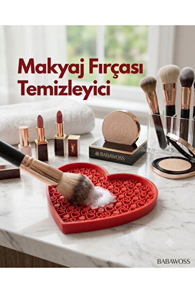 BaBaWoSs Kalp Figürlü Pratik Fırça Temizleyici - Kozmetik Makyaj Malzemesi Te...