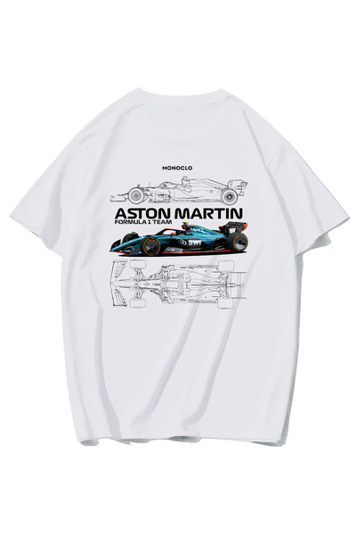 BRZ COLLECTION Unisex Oversize Aston Martin F1 T-Shirt (White)
