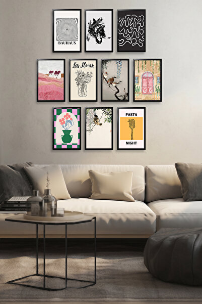 Erfa Concept Çerçeve Görünümlü 10 Parça MDF Tablo Seti Modern Salon Ve Ofis D...