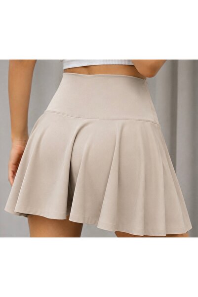 Snazzy Stop Women's Beige Culotte Shorts Skirt with Stretchy Pleated Shorts