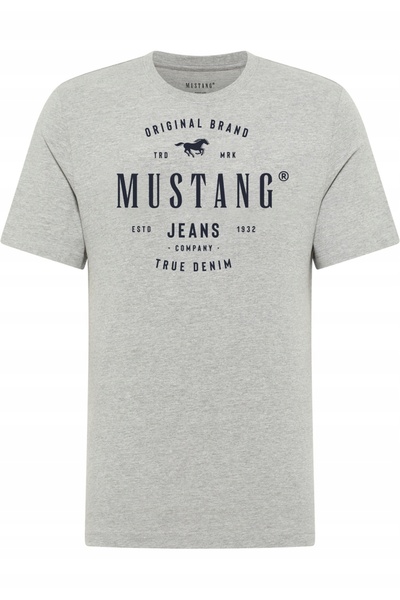 Mustang Tricou Barbati, Style Alex, Marime 6XL, Gri, Regular Fit, Bumbac, Des...