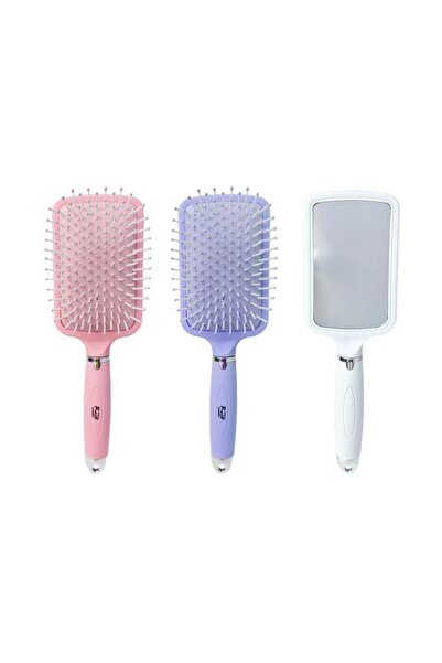 3B Trend Mirrored Rectangular Hair Brush - Massage-Enhancing Combing Brush - ...