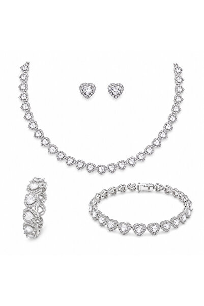 ElectraStore Set Bijuterii Tennis Silver Heart Arianna Grande