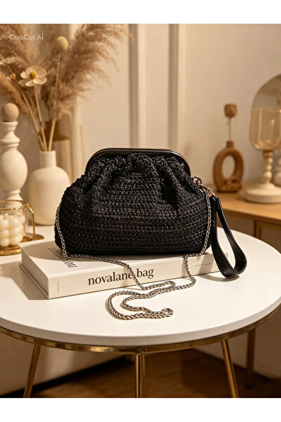 NOVALANE BAG Zincir Askılı Hasır Clutch El Çantası