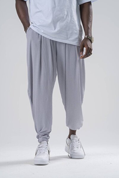 FıttingRoom Elastic Waist Pleated Gray Half-Shalwar