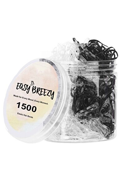 Easy BREEZY 1500 Pcs Black & Clear Mini Elastic Hair Ties – Soft Rubber Bands...