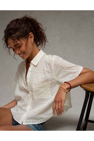 AMERICAN EAGLE AE Embroidered Cabana Shirt