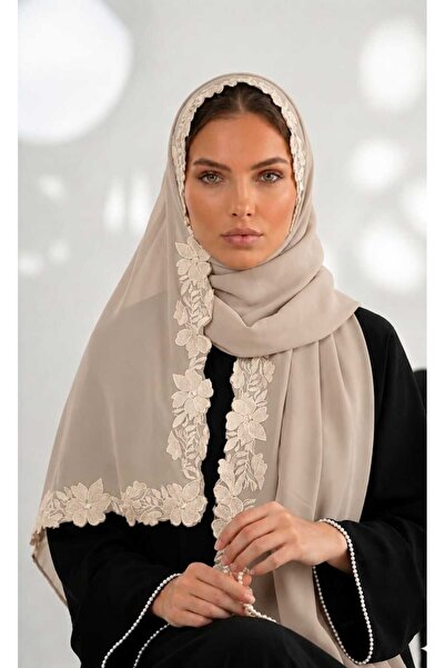 Veil Designer Pualnatez Rose Embroidery Pattern on Three Sides of the Pattern...
