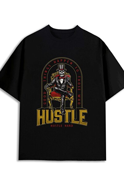 17 seramik تي شيرت نسائي أنيق ومضحك بطبعة "Hustle Hard"، مصنوع من 100% قطن با...