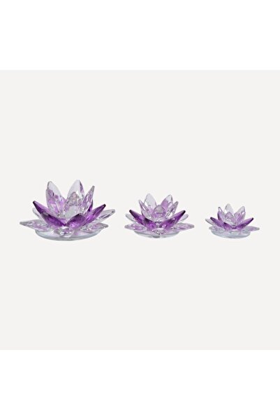 ONEMAY Mor Kristal Lotus Çiçeği Seti (3'lü)