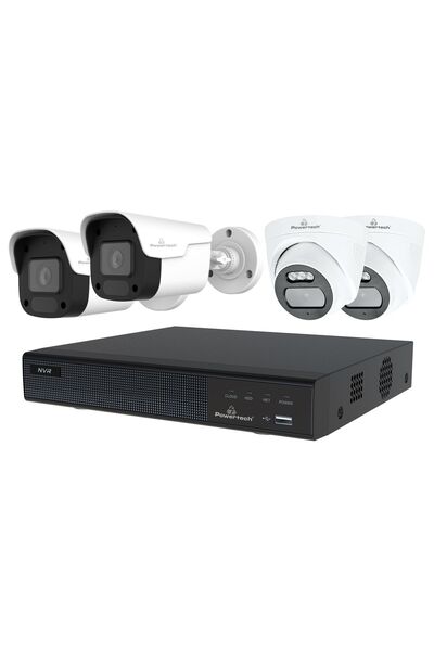 POWERTECH NVR καταγραφικό με 4 κάμερες PT-1233, 4K, 4MP, 9 κανάλια