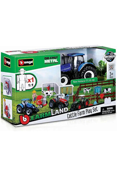 BBURAGO Set Farmaland New Holland cu figurine, Tractor la scară 1:43, Camione...