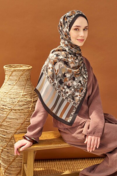Silk Home Riva Shawl Tencel Botanical Floral Dark Gray