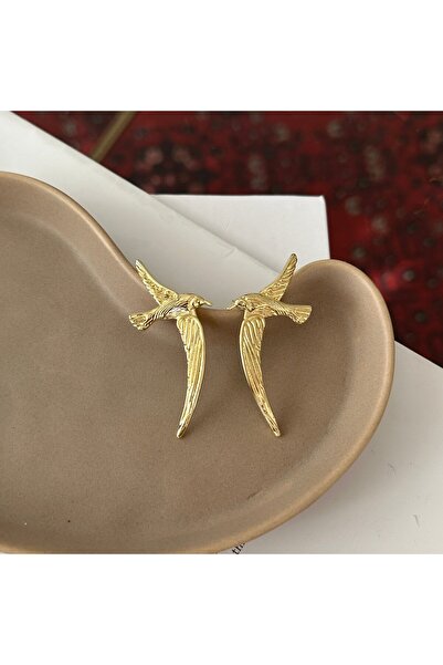 Alice İsstanbul Gold Textured Swallow Earrings