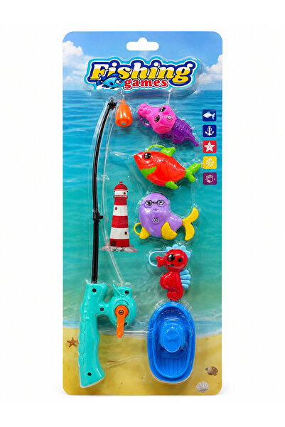 Prlk toys Toy Fishing Rod Set – Fishing Game with Reel, Boat and Sea Creature...
