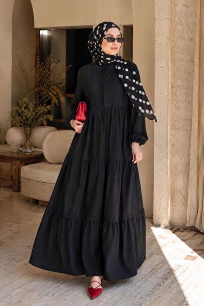 AFVENTE Lara Flounce Dress Black