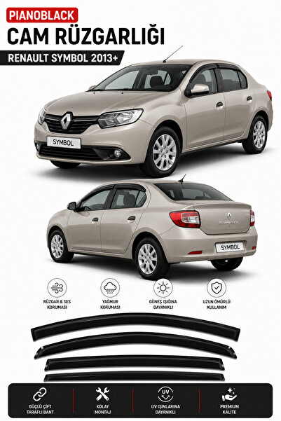 GR-Dizayn RENAULT SYMBOL 2013+ ARACA ÖZEL PİANOBLACK CAM RÜZGARLIĞI A+