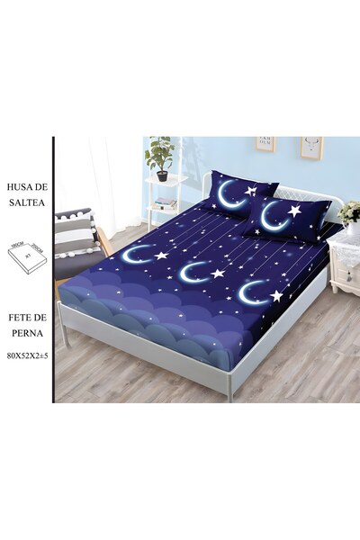 naniland.ro Husă de Pat Finet 2 Persoane 3 Piese cu Elastic 180x200 cm, Model...