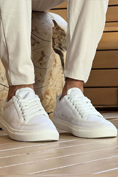 Aymood Mn2505 - Linen Men's Shoes White / White