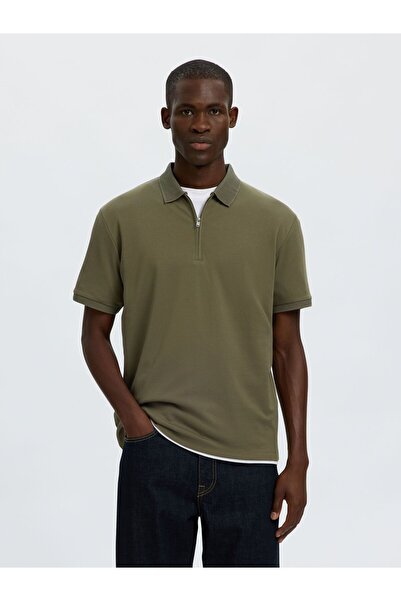 SELECTED Polohemd aus Strick Zipper