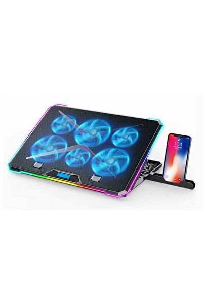 NEXTLY Cooler pentru laptop cu suport pentru telefon, 6 ventilatoare reglabil...