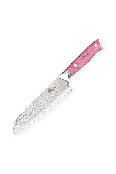 Dellinger Cutit Santoku Pink Stone, otel damascene, roz maner turchenit, cu l...