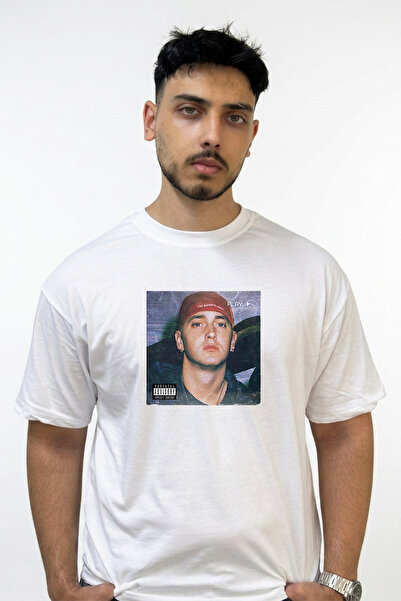 Anetos Eminem_67 Design Printed Oversize White T-Shirt