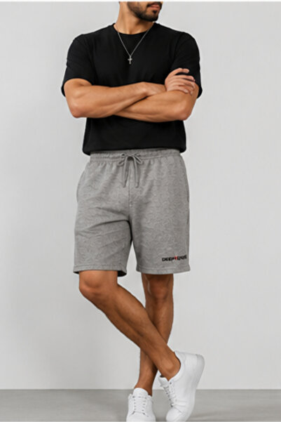 Deep sense Men's Gray Above Knee Combed Cotton Shorts Bermuda Casual Summer C...