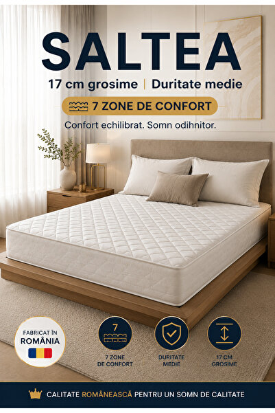 RALEX PUCIOASA Saltea 17 cm, 7 zone de confort, fermitate medie, 90x200 cm, F...