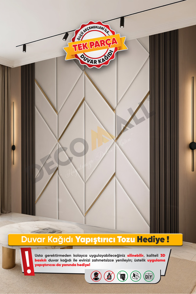 DECOMALL (TV-27) TV Arkası Duvar Kağıdı Tek Parça 3D Çita Mermer Görünümlü Sa...
